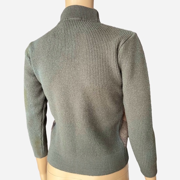 Vintage Bofan 100% Wool Argyle Mock Neck Sweater | 80s 90s | Green Gray - Picture 4 of 7